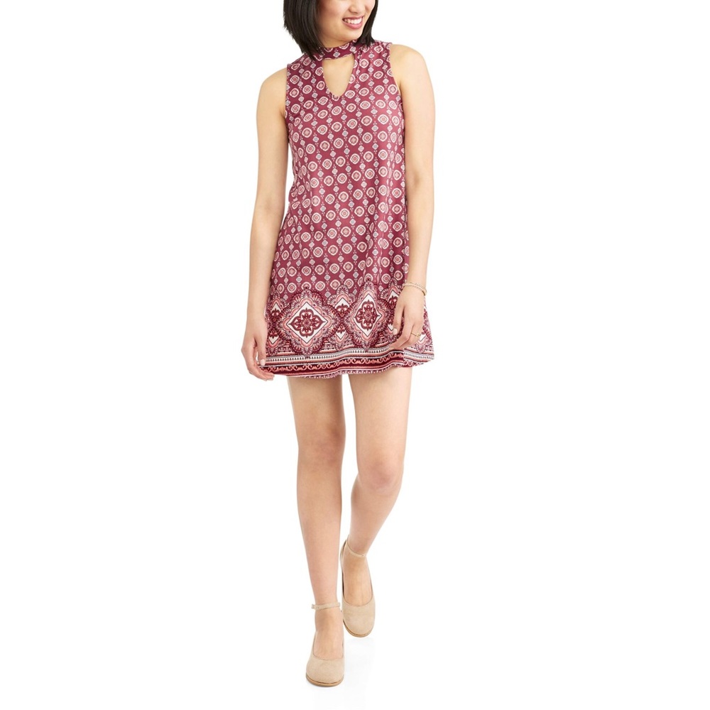 NOBO Juniors border print mock neck dress